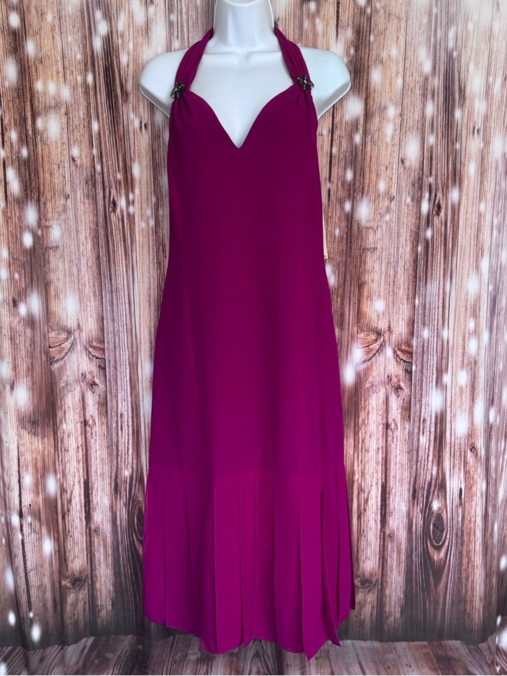 Amanda Smith Glamour Girl Magenta Halter Dress